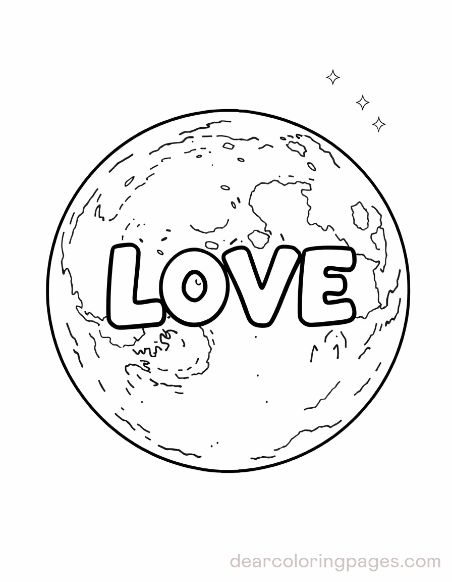 "LOVE" Text Rests on Planet Surface